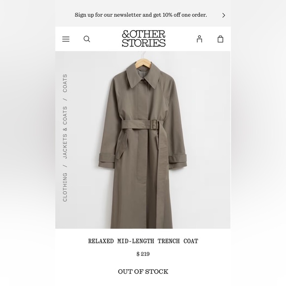 & Other Stories Stockholm Atelier Khaki Olive Green Trench Coat Womens Medium - Picture 16 of 16